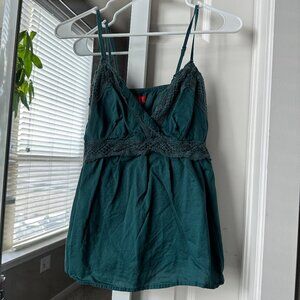 Elle Teal Peplum Lacey Tank S